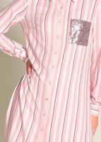 Tesettür giyim PUDRA  CEBİ PUL PAYETLİ ÇİZGİLİ PANTOLONLU TAKIM 4354