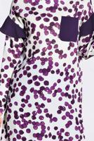 Tesettür giyim MOR  CEP VE KOLARI VOLAN DETAYLI BASKILI 2&prime;Lİ PANT. TAKIM 4373