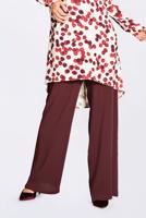 Tesettür giyim BORDO  CEP VE KOLARI VOLAN DETAYLI BASKILI 2&prime;Lİ PANT. TAKIM 4373