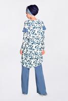 Tesettür giyim LACİVERT  CEP VE KOLARI VOLAN DETAYLI BASKILI 2&prime;Lİ PANT. TAKIM 4373