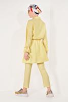 Tesettür giyim SARI DÜĞMELİ VE BAĞCIKLI 2&prime;Lİ PANTOLONLU TAKIM T 5034 