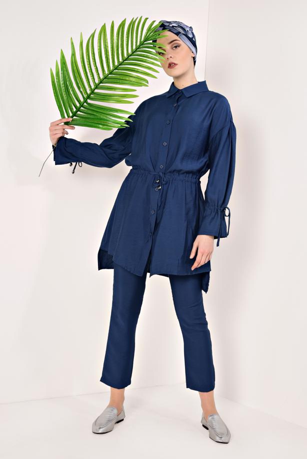 Hijab-Kleidung  DÜĞMELİ VE BAĞCIKLI 2&prime;Lİ PANTOLONLU TAKIM T 5034  - TRENDTESETTÜR