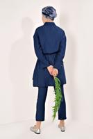 Tesettür giyim LACİVERT DÜĞMELİ VE BAĞCIKLI 2&prime;Lİ PANTOLONLU TAKIM T 5034 