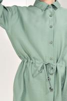 Tesettür giyim YEŞİL DÜĞMELİ VE BAĞCIKLI 2&prime;Lİ PANTOLONLU TAKIM T 5034 