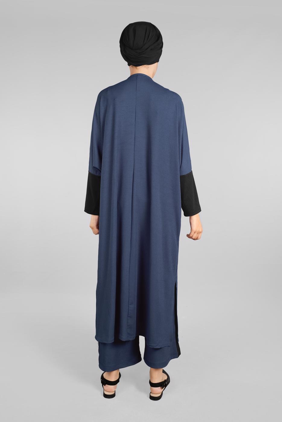 Tesettür giyim LACİVERT YARASA KOL FİTİLLİ SALAŞ 2&prime;Lİ PANTOLONLU TAKIM 5116 