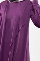 Tesettür giyim MOR FİTİLLİ 3&prime;LÜ PANTOLONLU TAKIM 5390