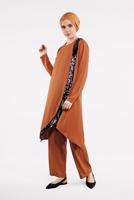 Tesettür giyim TURUNCU PUL PAYET DETAYLI ASİMETRİK 2&prime;Lİ TAKIM 5647