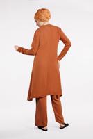 Tesettür giyim TURUNCU PUL PAYET DETAYLI ASİMETRİK 2&prime;Lİ TAKIM 5647