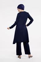Tesettür giyim LACİVERT PUL PAYET DETAYLI ASİMETRİK 2&prime;Lİ TAKIM 5647