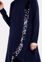 Tesettür giyim LACİVERT PUL PAYET DETAYLI ASİMETRİK 2&prime;Lİ TAKIM 5647
