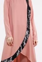 Tesettür giyim MERCAN PUL PAYET DETAYLI ASİMETRİK 2&prime;Lİ TAKIM 5647