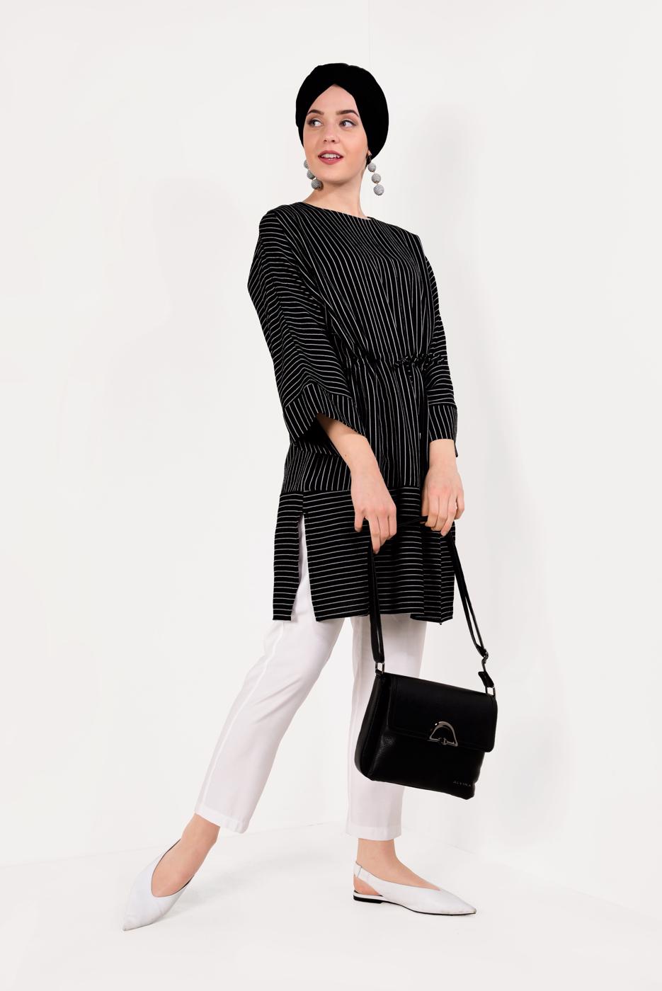 Vêtements hijab NOIR T 5782 Meri Store-Pantolonlu Takım