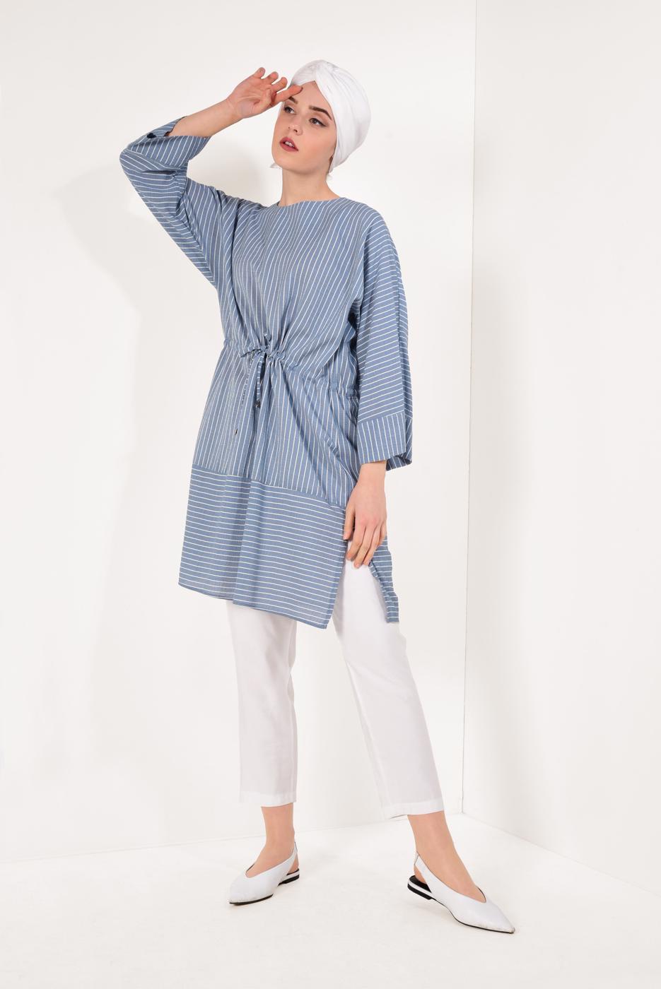 Vêtements hijab BLEU MARINE T 5782 Meri Store-Pantolonlu Takım