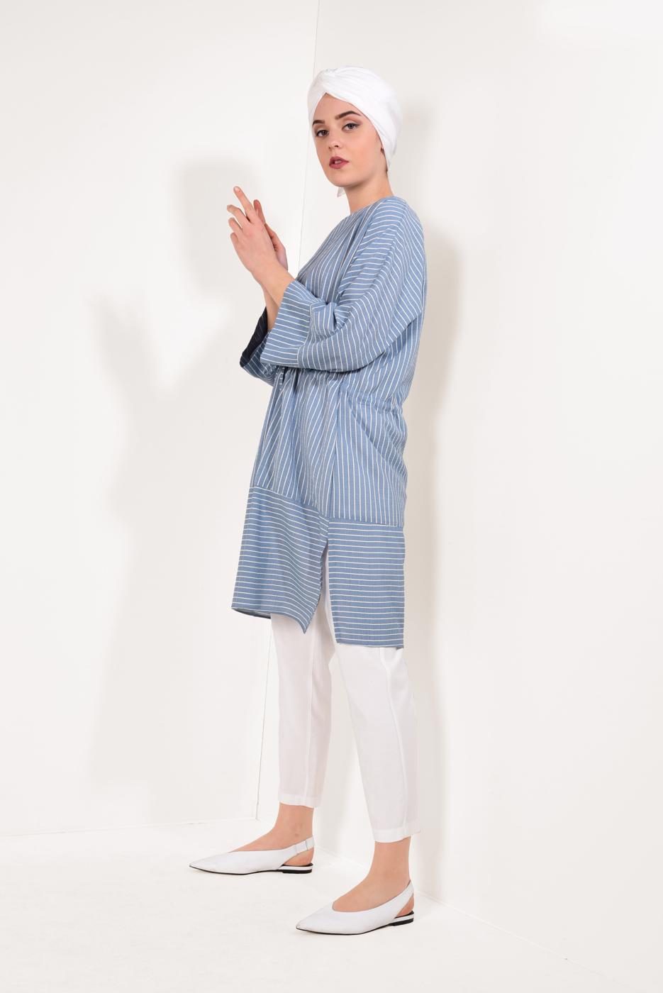 Vêtements hijab BLEU MARINE T 5782 Meri Store-Pantolonlu Takım