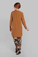 Tesettür giyim KAHVE ASİMETRİK KESİM FİTİLLİ 2&prime;Lİ PANTOLONLU TAKIM 5825