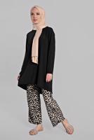 Tesettür giyim SİYAH LEOPAR DESENLİ 2&prime;Lİ PANTOLONLU TAKIM 5925