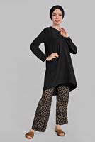 Tesettür giyim SİYAH LEOPAR DESENLİ 2&prime;Lİ PANTOLONLU TAKIM 5925