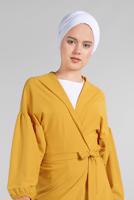 Tesettür giyim TURUNCU BELDEN KUŞAKLI 2&prime;Lİ PANTOLONLU TAKIM 6116