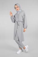 Hijab clothing GREY T 6116 ZNK-2′Lİ PANTOLONLU TAKIM