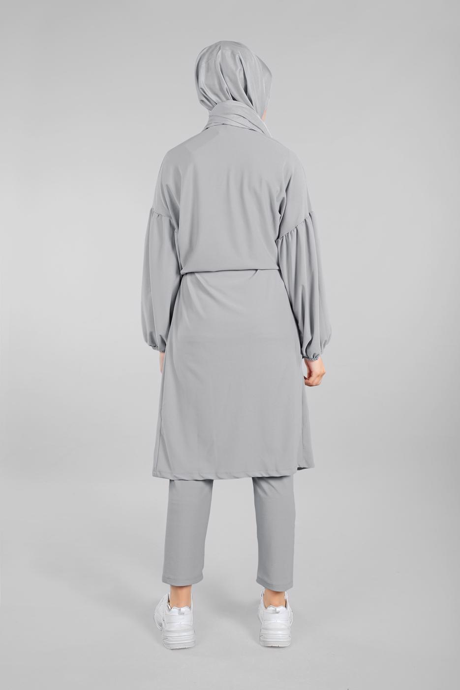 Hijab clothing GREY T 6116 ZNK-2′Lİ PANTOLONLU TAKIM