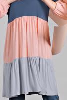 Tesettür giyim LACİVERT 3 RENKLİ LASTİK DETAYLI  2&prime;Lİ PANTOLONLU TAKIM 6615 