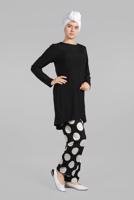 Tesettür giyim SİYAH PUANTİYELİ FİTİLLİ 2&prime;Lİ PANTOLONLU TAKIM 7525 