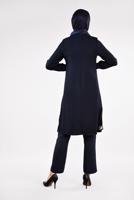 Tesettür giyim LACİVERT YANLARI PUL PAYET DETAYLI 2&prime;Lİ PANTOLONLU TAKIM 7547