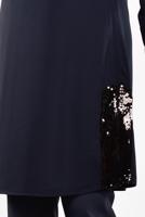 Tesettür giyim LACİVERT YANLARI PUL PAYET DETAYLI 2&prime;Lİ PANTOLONLU TAKIM 7547