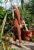 Tesettür giyim TABA YANLARI PUL PAYET DETAYLI 2&prime;Lİ PANTOLONLU TAKIM 7547