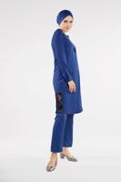 Tesettür giyim LACİVERT YANLARI PUL PAYET DETAYLI 2&prime;Lİ PANTOLONLU TAKIM 7547