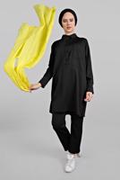 Tesettür giyim SİYAH YARASA KOL DETAYLI 2&prime;Lİ PANTOLONLU TAKIM 7811 