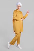 Tesettür giyim SARI YARASA KOL DETAYLI 2&prime;Lİ PANTOLONLU TAKIM 7811 