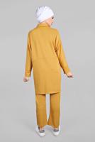 Tesettür giyim SARI YARASA KOL DETAYLI 2&prime;Lİ PANTOLONLU TAKIM 7811 