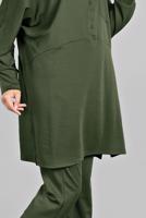 Tesettür giyim HAKİ YARASA KOL DETAYLI 2&prime;Lİ PANTOLONLU TAKIM 7811 