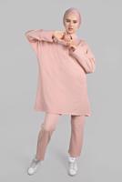 Tesettür giyim PUDRA YARASA KOL DETAYLI 2&prime;Lİ PANTOLONLU TAKIM 7811 