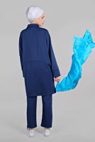 Tesettür giyim LACİVERT YARASA KOL DETAYLI 2&prime;Lİ PANTOLONLU TAKIM 7811 