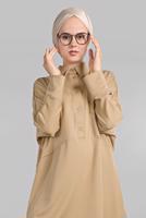 Tesettür giyim KAHVE YARASA KOL DETAYLI 2&prime;Lİ PANTOLONLU TAKIM 7811 