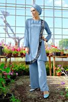 Tesettür giyim MAVİ PUL PAYET DETAYLI 2&prime;Lİ TAKIM 7812