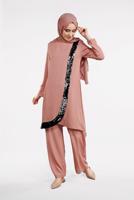 Tesettür giyim PEMBE PUL PAYET DETAYLI 2&prime;Lİ TAKIM 7812