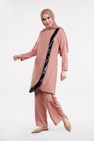 Tesettür giyim PEMBE PUL PAYET DETAYLI 2&prime;Lİ TAKIM 7812