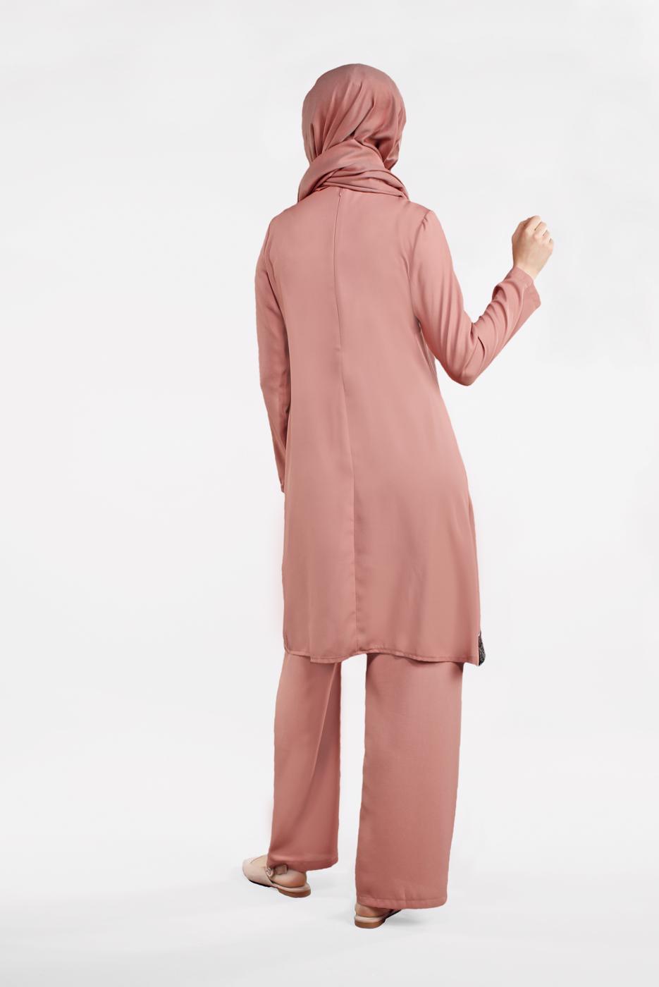 Tesettür giyim PEMBE PUL PAYET DETAYLI 2&prime;Lİ TAKIM 7812