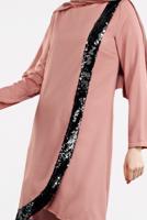 Tesettür giyim PEMBE PUL PAYET DETAYLI 2&prime;Lİ TAKIM 7812