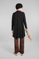 Tesettür giyim SİYAH ZEBRA DESEN FİTİLLİ 2&prime;Lİ PANTOLONLU TAKIM 8016 