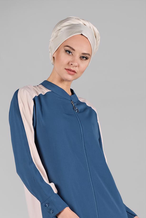 Tesettür giyim  FERMUARLI İKİ RENK PANTOLONLU TAKIM 8081 - TRENDTESETTÜR