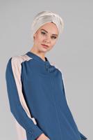 Tesettür giyim LACİVERT FERMUARLI İKİ RENK PANTOLONLU TAKIM 8081