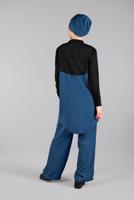 Tesettür giyim LACİVERT FERMUARLI İKİ RENK PANTOLONLU TAKIM 8081 