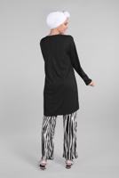 Tesettür giyim SİYAH ASİMETRİK KESİM ZEBRA DESENLİ 2&prime;Lİ PANTOLONLU TAKIM 8525 