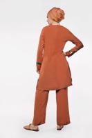 Tesettür giyim TURUNCU PUL PAYETLİ 2&prime;Lİ PANTOLONLU TAKIM 8547