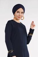 Tesettür giyim LACİVERT PUL PAYETLİ 2&prime;Lİ PANTOLONLU TAKIM 8547