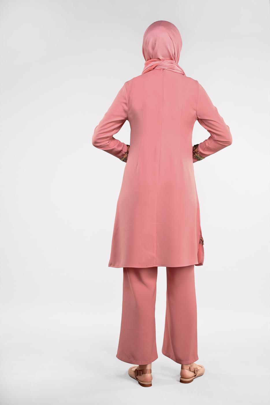 Tesettür giyim MERCAN PUL PAYETLİ 2&prime;Lİ PANTOLONLU TAKIM 8547